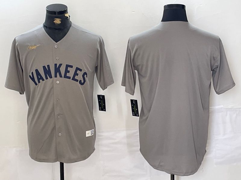 Men New York Yankees Blank Grey Throwback Nike Game 2024 MLB Jersey style 1->new york yankees->MLB Jersey